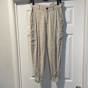 Marane Raw Silk Linen Cargo Cropped Jogger Pants Size Small